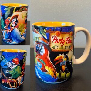 Vintage SeaWorld Adventure Parks Souvenir Tropical Bird Mug Macaw Toucan Parrot